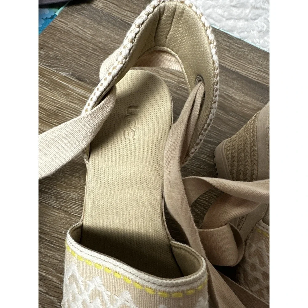 UGG Abbot Espadrille Wedge Sandals Ankle Wrap Lace Up Womens 7 NWT Resort Preppy - Picture 6 of 9
